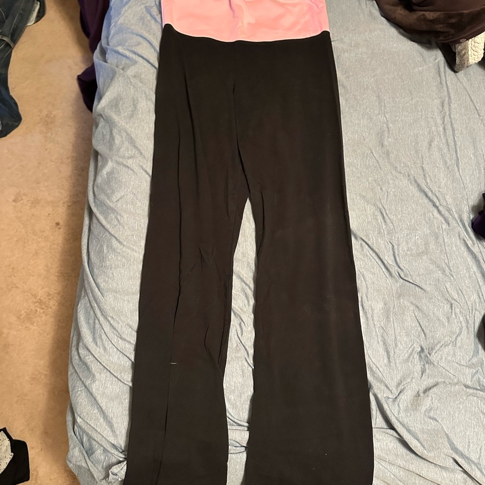 Victoria’s Secret Activewear Pink and Black- foldable waist and flare leg- M